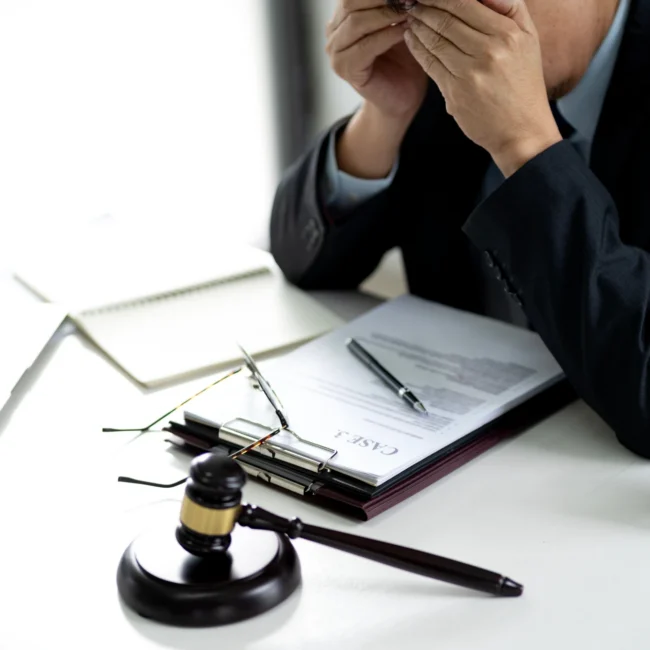 Texas attorney with his head in his hands